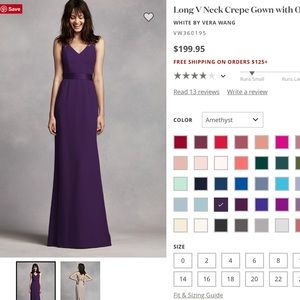 Brand new Vera Wang Long V Neck Crepe Gown